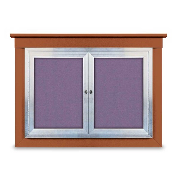 18"x24" 1-Door Enclosed Letterboard, Blue Vinyl/Walnut